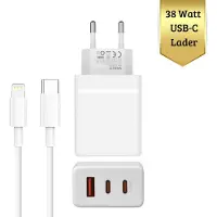 WISEQ Snellader 38W - USB-C Adapter met Oplaadkabel geschikt voor Lightning- Fast Charger Geschikt Voor iPhone 14/13/12/11 Pro Max & iPad – Snelle Oplader Inclusief Kabel (3M)