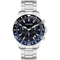 s.Oliver Analoog horloge 'Modern & Zeitlos' nachtblauw / donkerblauw / zilver