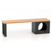 Costway Tuinbank, metaal, weerbestendig, 3-zits zitbank met kattenhuis, balkonbank zonder rugleuning, metalen bank tot 450 kg belastbaar, terrasbank voor tuin, balkon, terras, 150 x 38 x 44 cm