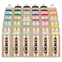 Montana Gold Spuitbussen pakket - 36 kleuren lage druk en matte afwerking graffiti spuitverf - 400ml
