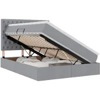 vidaXL LED opbergbed met matras Lichtgrijs 140 x 200 cm Stof