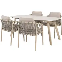 4 Seasons Outdoor Manolo Piacenza dining tuinset 180x95xH75 cm 5 delig keramiek latte Taste 4SO