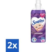 Soupline 2 x - Wasverzachter - Lavendel - 45 Wasbeurten - 1L - Wasverzachter - Wasverzachter Lentebloesem - Zachtheid - Frisheid - Geur