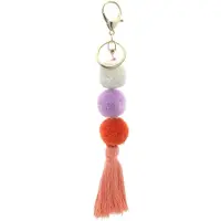 Trendy Sleutelhanger - Pompons - Fluffy en Speels - 18cm