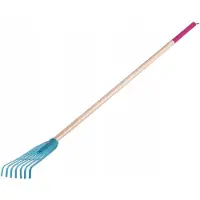 Kadax Hark, bladbreker van kunststof voor dames, hark met lange steel van hout, bladwaaier voor tuin, comfortabele tuinhark, bladbezem, tuingereedschap, tuingereedschap (7 tanden)