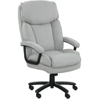 Merax Ergonomische Bureaustoel voor Zware Personen - 200 kg Draagkracht - Luxe Linnenlook - Extra Hoge Rugleuning - Wipfunctie - Verstelbare Zithoogte - Lichtgrijs