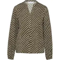 Comma Blouse olijfgroen / wit