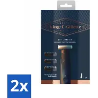 King C. Gillette 2 x - Stoppelbaardtrimmer - Style Master - Met 3 Navulmesjes - Baardtrimmer - Stoppelbaardtrimmer - Draadloze Trimmer - Baardstyling - Baardonderhoud