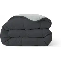Zelesta Comfort Duo Dekbed zonder overtrek - Wasbaar Hoesloos dekbed - Met vaste overtrek - 2 in 1 - Zacht zwart & Zilver grijs - 140x200cm