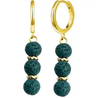 Charme Bijoux Oorbellen- Ipek- Petrol-14K verguld goud-Oorringen-