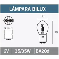 Vicma 10 Tecnium lampen 6V 35/35W BA20d lampvoet Nieuw voor motoren, scooters en tweewielers