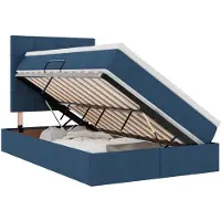 vidaXL Opslag bed met matras met hoofdeinde Blauw 120 x 200 cm Stof