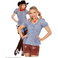 Widmann Geblokte Blouse Blauw / Wit Cowboy Tirol Vrouw