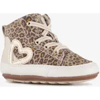 Groot leren babyschoenen met panterprint beige bruin - Maat 20 - Uitneembare zool - In cadeauverpakking