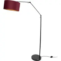 QAZQA Vloerlamp zwart verstelbaar met rode kap en gouden binnenkant 50cm - Editor