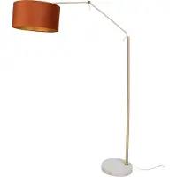QAZQA Vloerlamp goud verstelbaar met oranje kap en gouden binnenkant 50cm - Editor