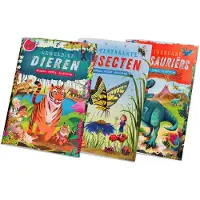 Rebo Stickerboek bundel - 3 stickerboeken met reuze stickers - Dieren + Insecten + Dinosaurussen - Voor kinderen 3-6 jaar - Peuters / Kleuters - Doeboek - Stickervellen