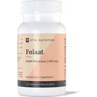 Vital Nutrition Folaat (actief foliumzuur) - 400 mcg - Natuurlijke vorm: uit Quatrefolic en biologisch spinazie - 60 capsules