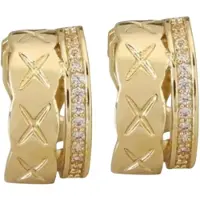 Charme Bijoux Clip oorringen -14K verguld goud- IKS strass- geen gaatje-