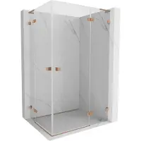 Mexen Lunar L Duo douchecabine scharnierend rechts 110 x 80 , transparant, geborsteld koper - 834L-110P-080L-65-00