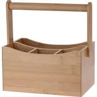 Excellent houseware Bestekhouder Met Handvat Naturel 23,5 X 17 X 12,5 Cm