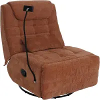 Mendler Relaxfauteuil -P92, tv-fauteuil, draaibaar, kantelfunctie, mobiele telefoonhouder, stof chenille (260 g/m²) ~ terracotta