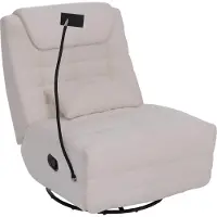 Mendler Relaxfauteuil -P92, tv-fauteuil, draaibaar, kantelfunctie, mobiele telefoonhouder, stof chenille (260 g/m²) ~ crème-wit