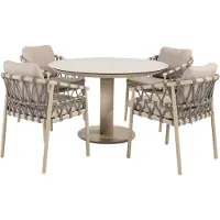 4 Seasons Outdoor Sarah Piacenza dining tuinset 120xH75 cm 5 delig keramiek latte Taste 4SO