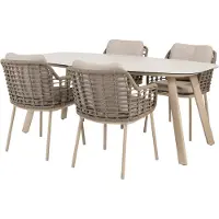 4 Seasons Outdoor Manolo Puglia dining tuinset 180x95xH75 cm 5 delig keramiek latte Taste 4SO