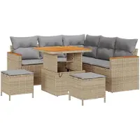 vidaXL Tuinbank Set 8 st 5-Aantal zitplaatsen Beige Poly rattan