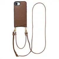Selencia Nova Telefoonhoes met Koord en Pashouder voor de Apple iPhone 17e / 16e - Mocha Brown