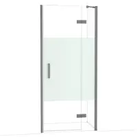 Maxaro Diamond Douchedeur | 90 cm Zwart metaal Helder met matte strook Draaideur