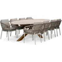 BUITEN living Lorento/Dakota beige/wit dining tuinset | 8 personen | travertin + touw | 280cm - ovale tuintafel