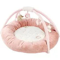 Nattou FanFan Speelmat Baby met bogen rond - 90 cm - Activiteiten Speelkleed Baby - Baby Speelgoed - Gewatteerde Randen