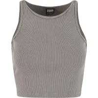 Urban Classics Top - Washed Rib Jersey Cropped Top - M tot XL - voor Vrouwen - grijs - Maat XL