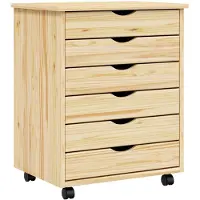 vidaXL Rolling Kabinet met Laden MOSS 53 x 39 x 65,5 cm Heldere vernis