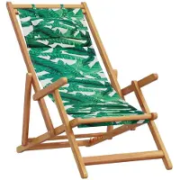 vidaXL Strandstoel inklapbaar bladpatroon eucalyptushout en stof