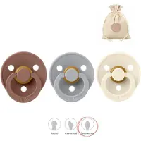 BIBS fopspenen symmetrisch - maat 2 (6-18 maanden) - woodchuck, cloud en ivory + Bolletoet zakje