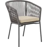 Goossens Tuinstoel Ravello - Buitenstof - bruin - 60 x 77 x 59 cm - Stapelbaar