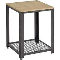 Leobert Bijzettafel, Nachtkastje - SONOMA - Industriële Stijl, Stalen Frame, Kleur: Eiken Sonoma en Zwart, Voor Woonkamer of Slaapkamer, 55 x 45 x 45 cm