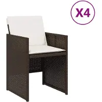 vidaXL Tuinstoelen met kussens, 4 stuks, bruin, polyrotan
