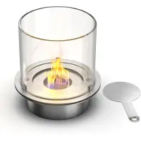 DIVINA FIRE Ronde brander met glazen kap voor bio-ethanolhaard, roestvrijstalen biohaard, 3 liter, diameter 30 cm