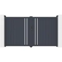 Vente-unique Halfopen elektrsiche draaipoort in aluminium B309 x H181 cm antraciet - TOROMA
