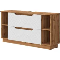 Vicco Lotta Wastafelonderkast – 119.2 x 62.5 cm met 2 laden Eiken/wit met tegelstructuur