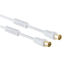 OEM IEC (m) - IEC (v) coaxkabel | >100 dB + ferriet | CCS | verguld | recht | wit | 3 meter