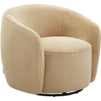 Vente-unique Draaibare fauteuil van taupe kleurige zachte teddy stof - VEREIDE