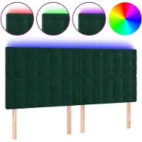 vidaXL Hoofdbord LED 160x5x118/128 cm fluweel donkergroen