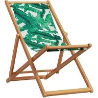 vidaXL Strandstoel inklapbaar bladpatroon eucalyptushout en stof