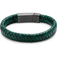 Lucleon Groene Gevlochten Leren Armband