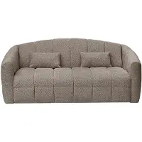 Vente-unique Driezitsslaapbank express in boucléstof taupe - Slaapruimte 140 cm - Matras 13 cm RETUNA